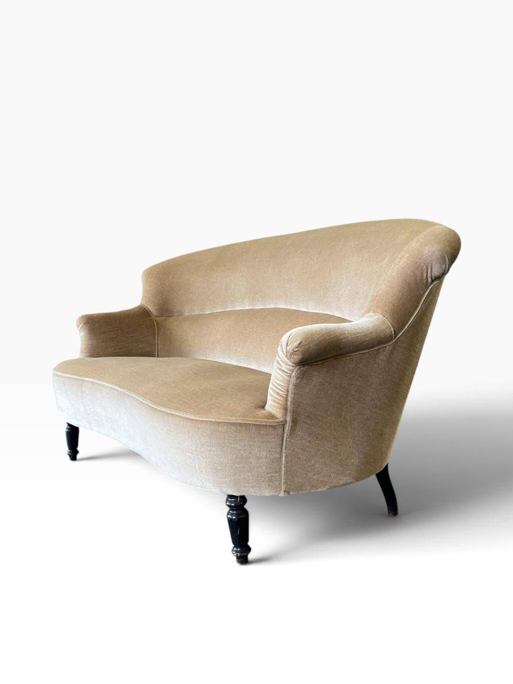 Beige vintage two-seater sofa/armchair