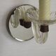 French Vintage Small Mirrored Backplate Wall Sconce Glass Arm & Bobeche