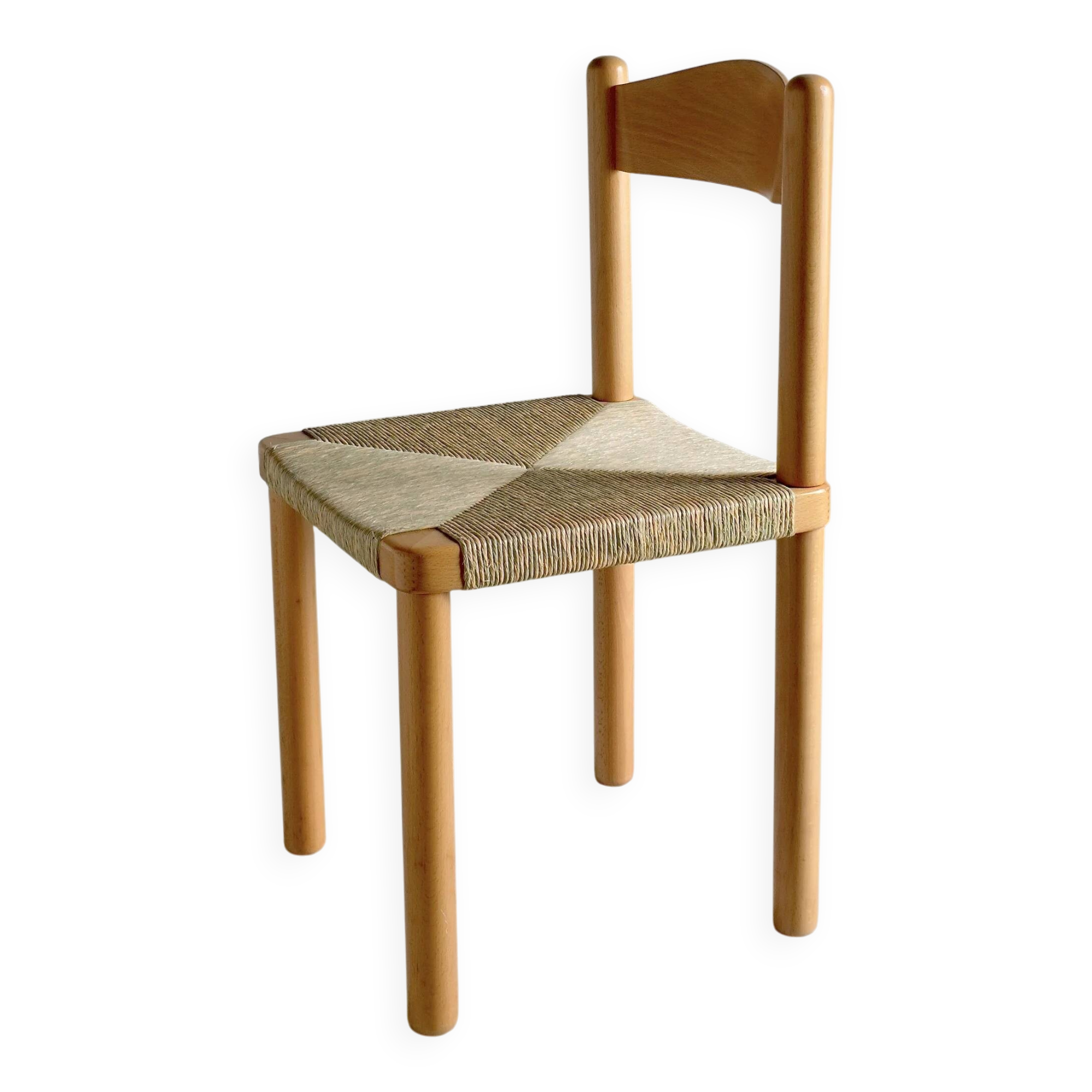 Vintage ladder back woven seat chair | 1960s
