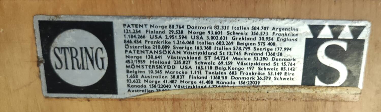 Large Nisse Strinning String Shelf Scandinavian design 1950s/1960s
