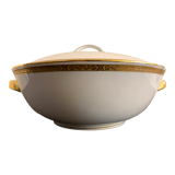 Porcelain tureen of Limoges Bernardaud, gilded Greek decoration, twentieth century
