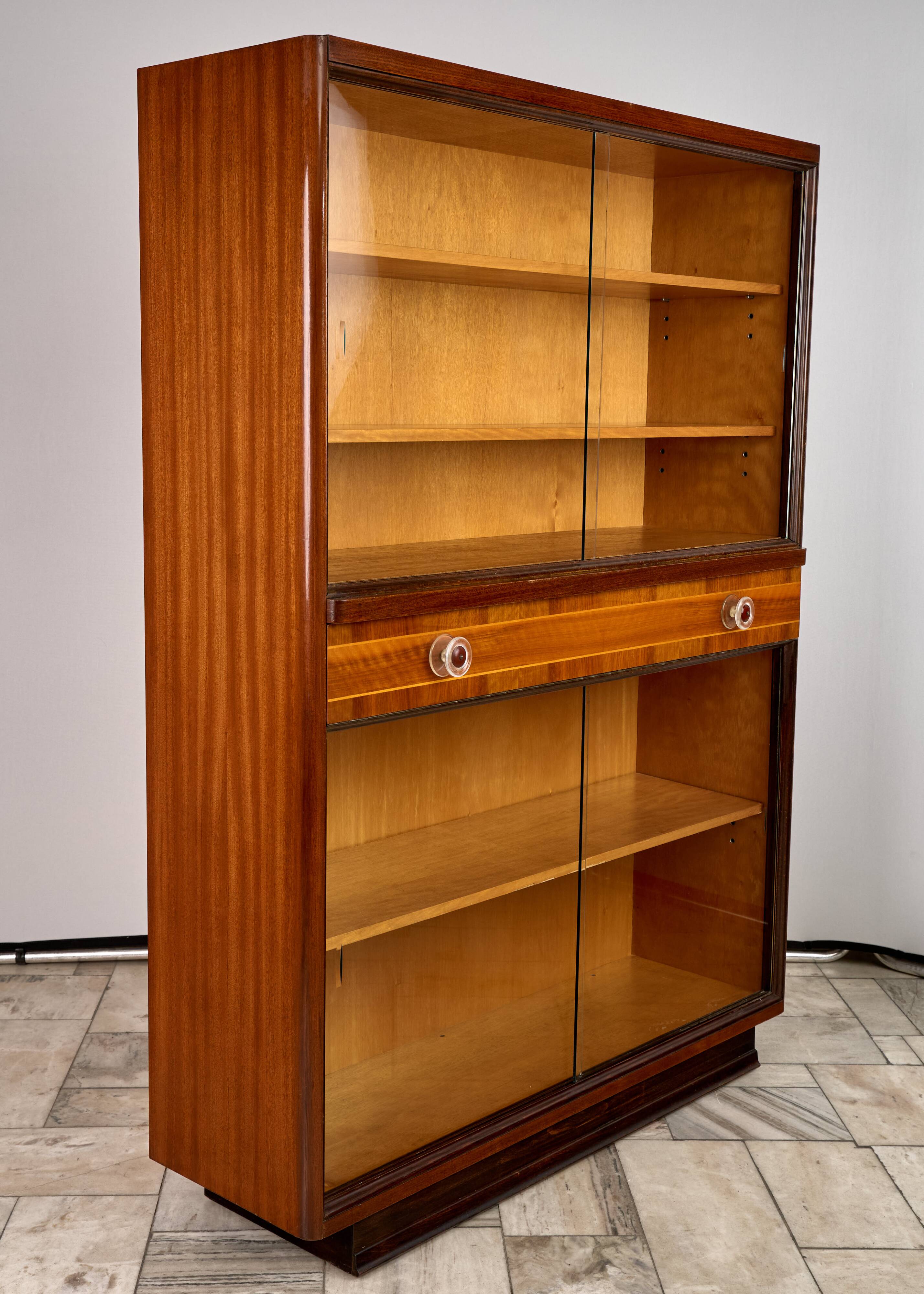 Art Deco Bookcase, Vitrine, Český Nábytek, 1960, Czechoslovakia
