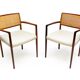 Set of 8 Danish Dining Chairs in Rosewood & Rattan attr. Niels Moller