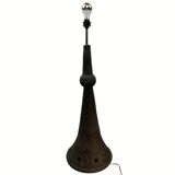 Brutalist ceramic floor lamp with bouclé shade, Dutch 1960s