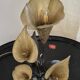 Metal sculpture lamp with golden calla lilies – 1970s