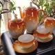 Vintage Iridescent Orange Tea and Dessert Set