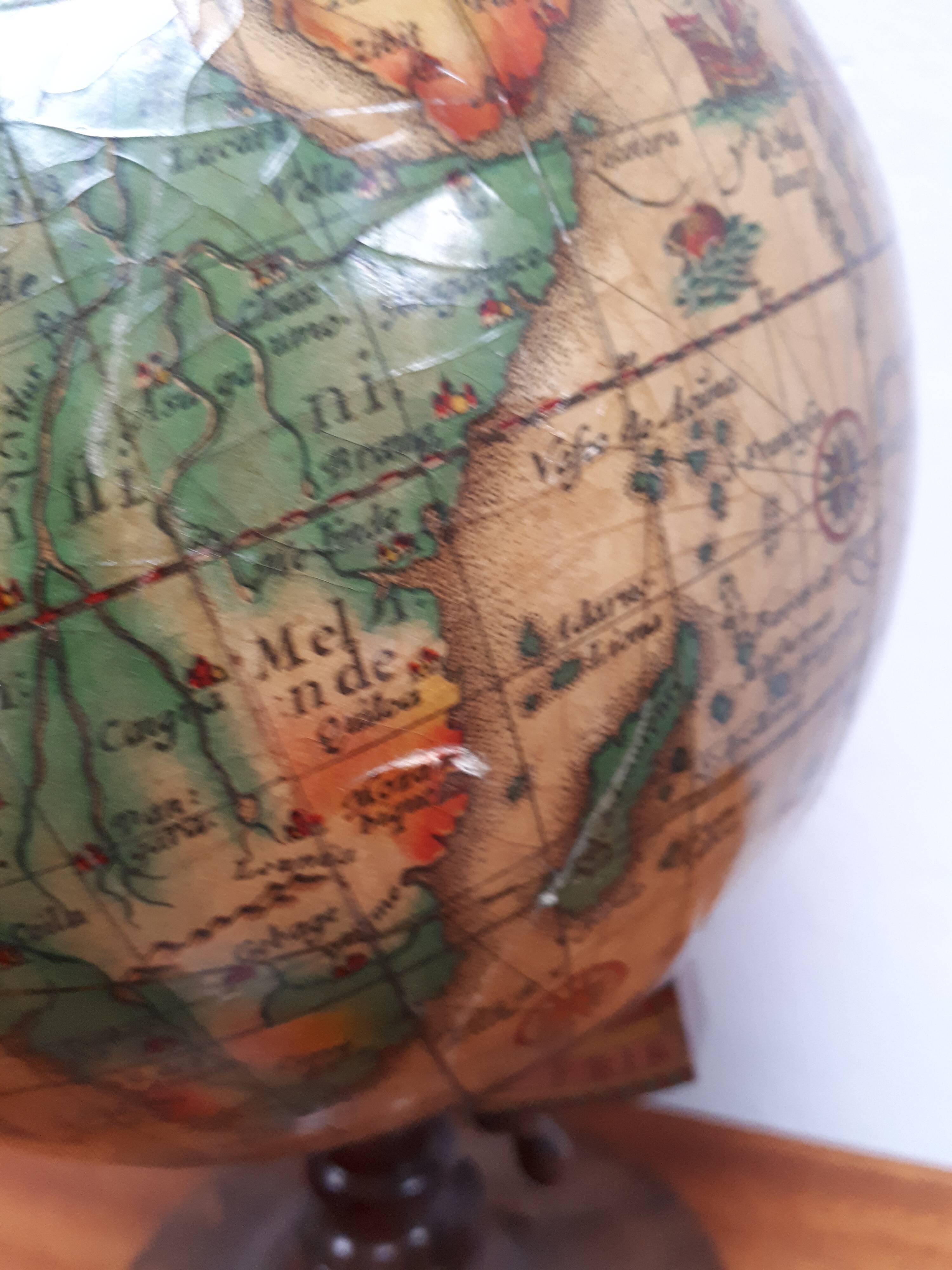 Globe world map vintage 1950 1960 wood old style