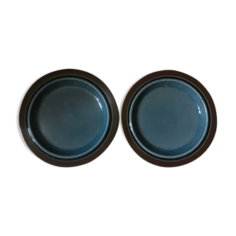2 assiettes Arabia Finlande bleu/marron 25cm