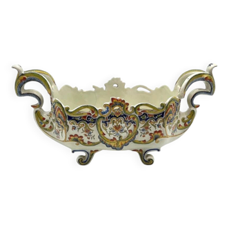 Desvres Earthenware Planter with Polychrome Decoration called "Rouen"