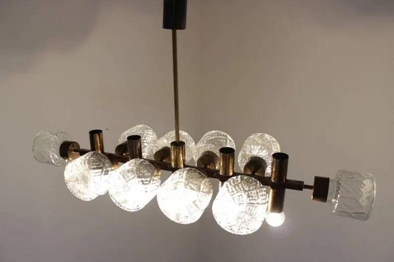 Unique Design Glass Chandelier, Czechoslovakia, 1970s