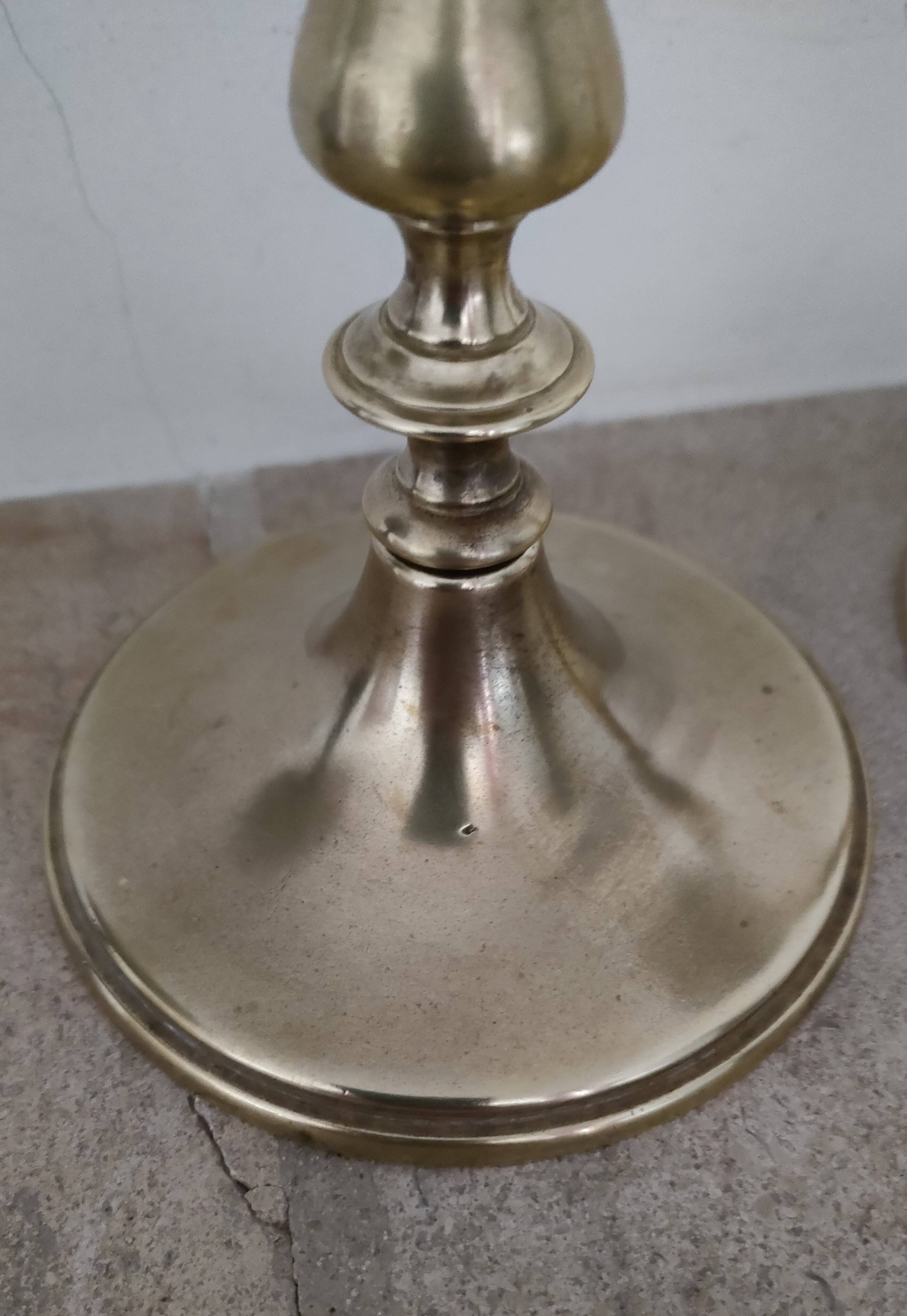 Pair of Toilet Candlesticks - Restoration Period - Early 19th Century - Brass