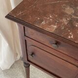 Antique bedside table in wood and marble