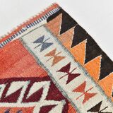 3x10 Salmon Geometric Pattern Vintage Runner, Mid Century Modern, 92x302 Cm