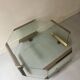 Hexagonal coffee table on wheels in glass and brass by Galloti & Radice, Italy 1970
