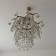 Midcentury brass crystal chandelier
