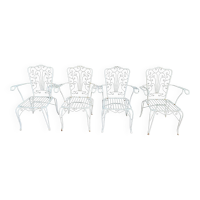 4 Fauteuils en fer forgé provençaux