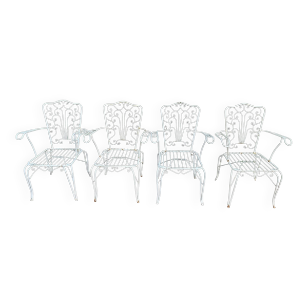 4 Fauteuils en fer forgé provençaux