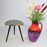Side table, flower table, small triangle shaped table, checkered, vintage 50s inspired