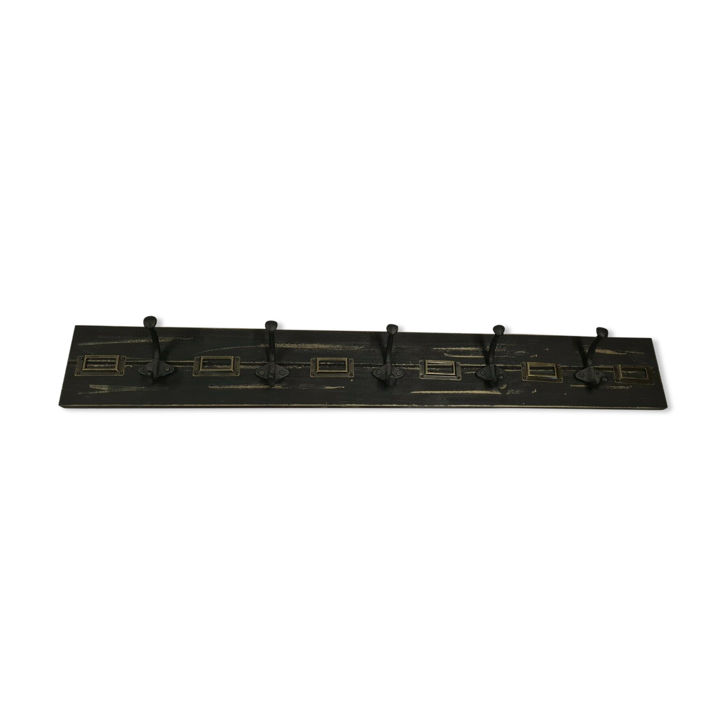 School coat rack with black patinated labels