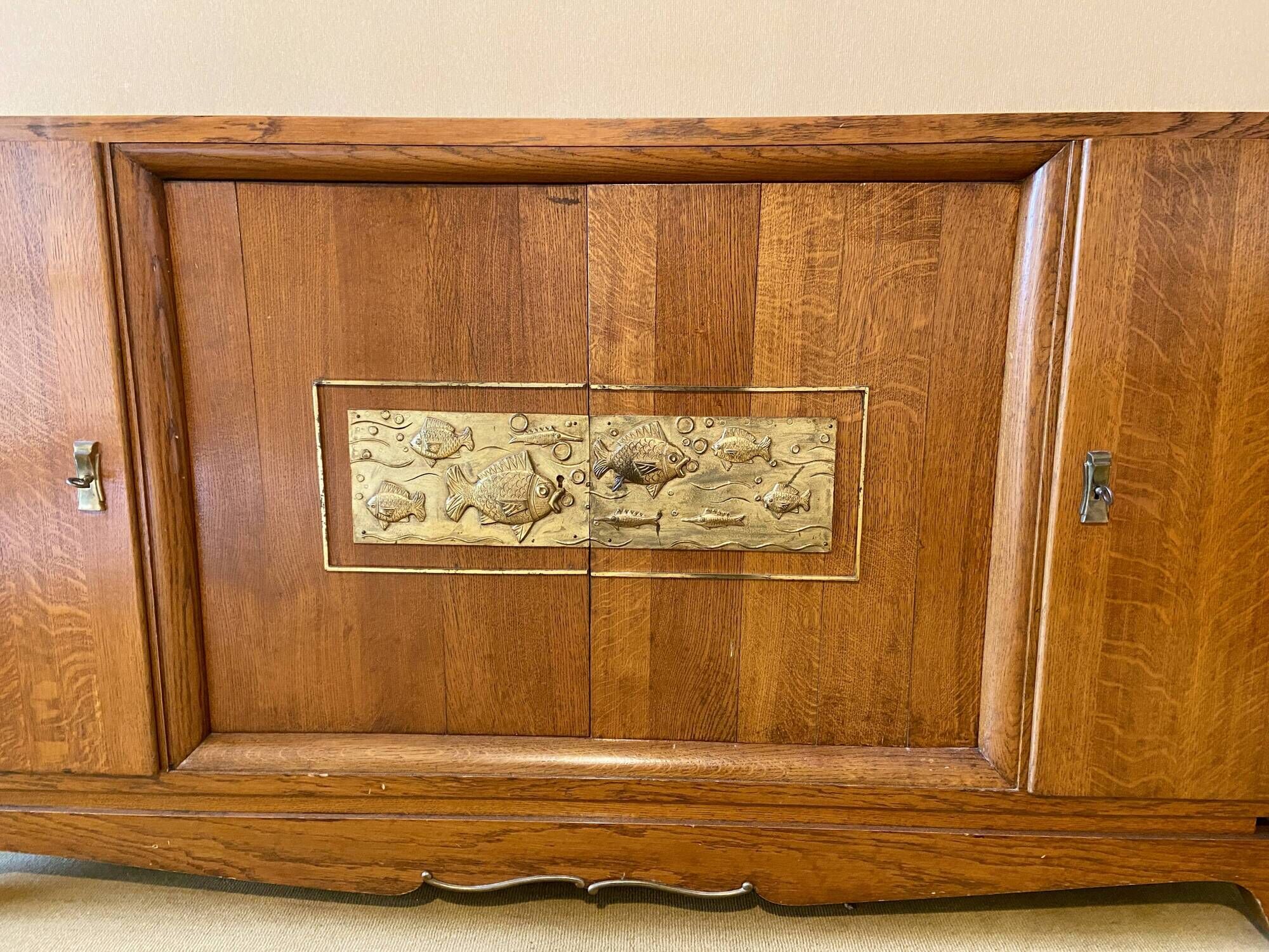 Mid-century vintage Scandinavian 1950s Art Deco Parisian sideboard oak wood