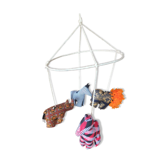 Animal mobile in wax fabric