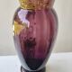 Vase en verre violet émaillé fleurs legras