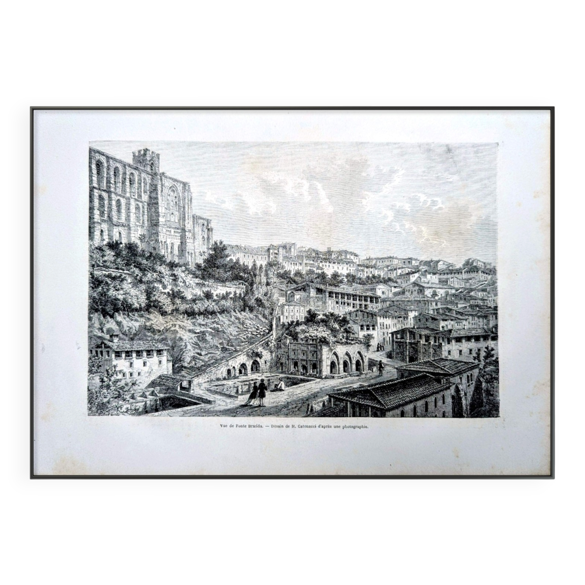 Fontebranda, Siena. Printed illustration from 1866.