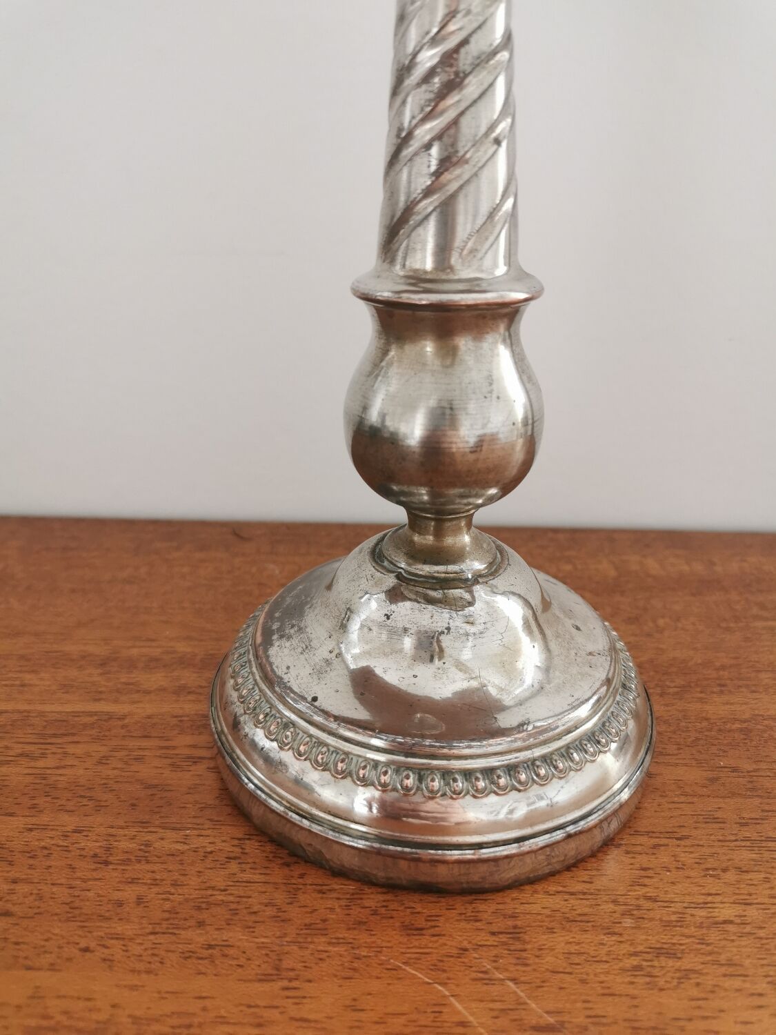 Silver metal candle holder