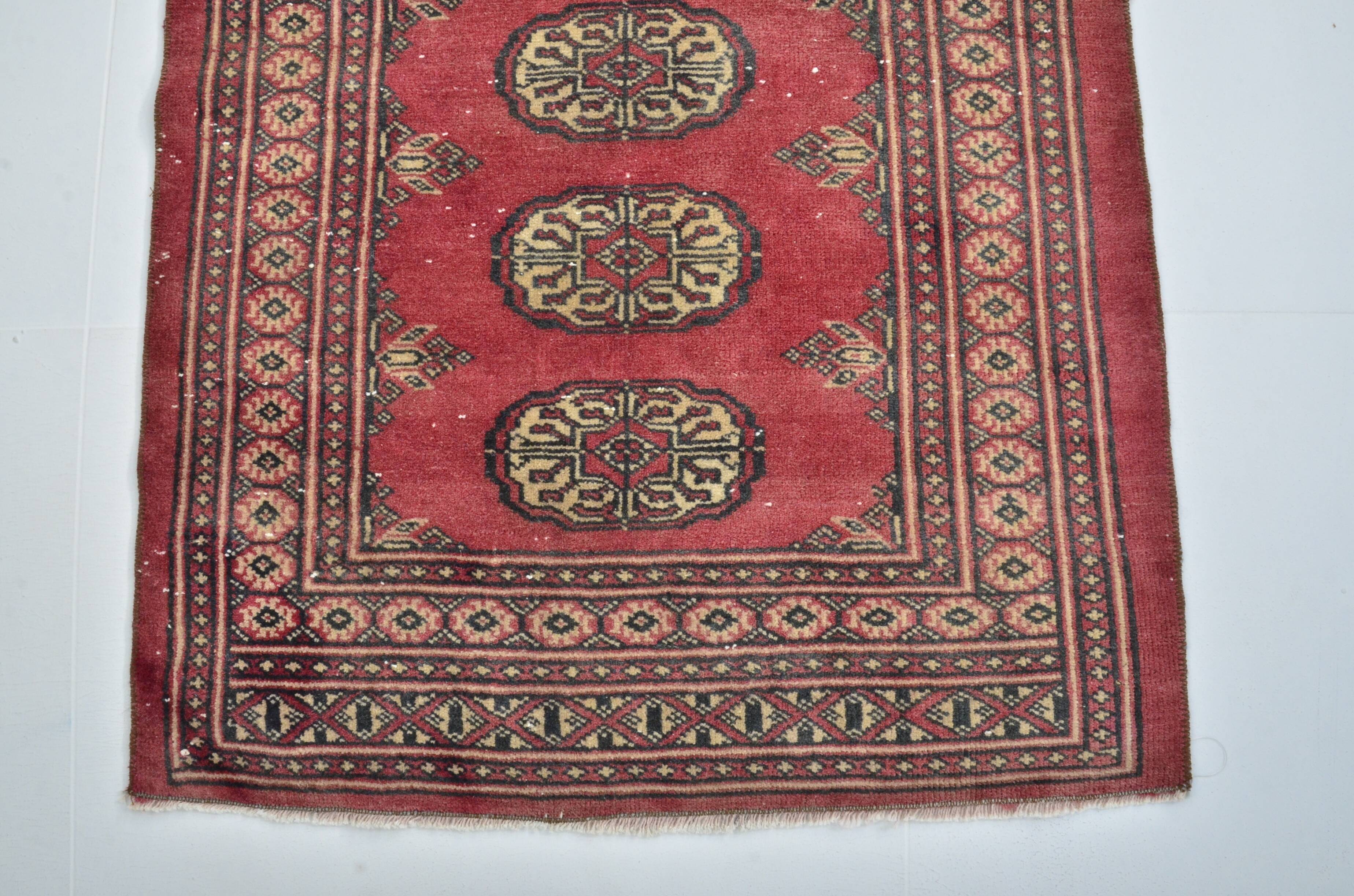 Tapis de couloir turc en laine rouge