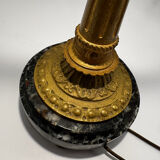 Antique lamp known as a lyre in bronze and marble from the late 19th century.