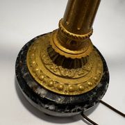 Antique lamp known as a lyre in bronze and marble from the late 19th century.
