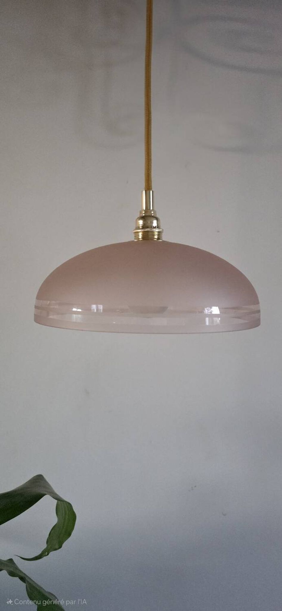 Pendant light, frosted pink glass