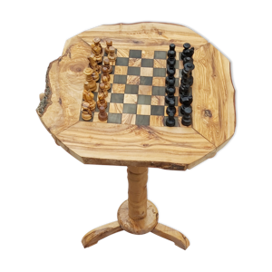 table d'échecs en bois - rustique