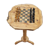 table d'échecs en bois d'olivier rustique