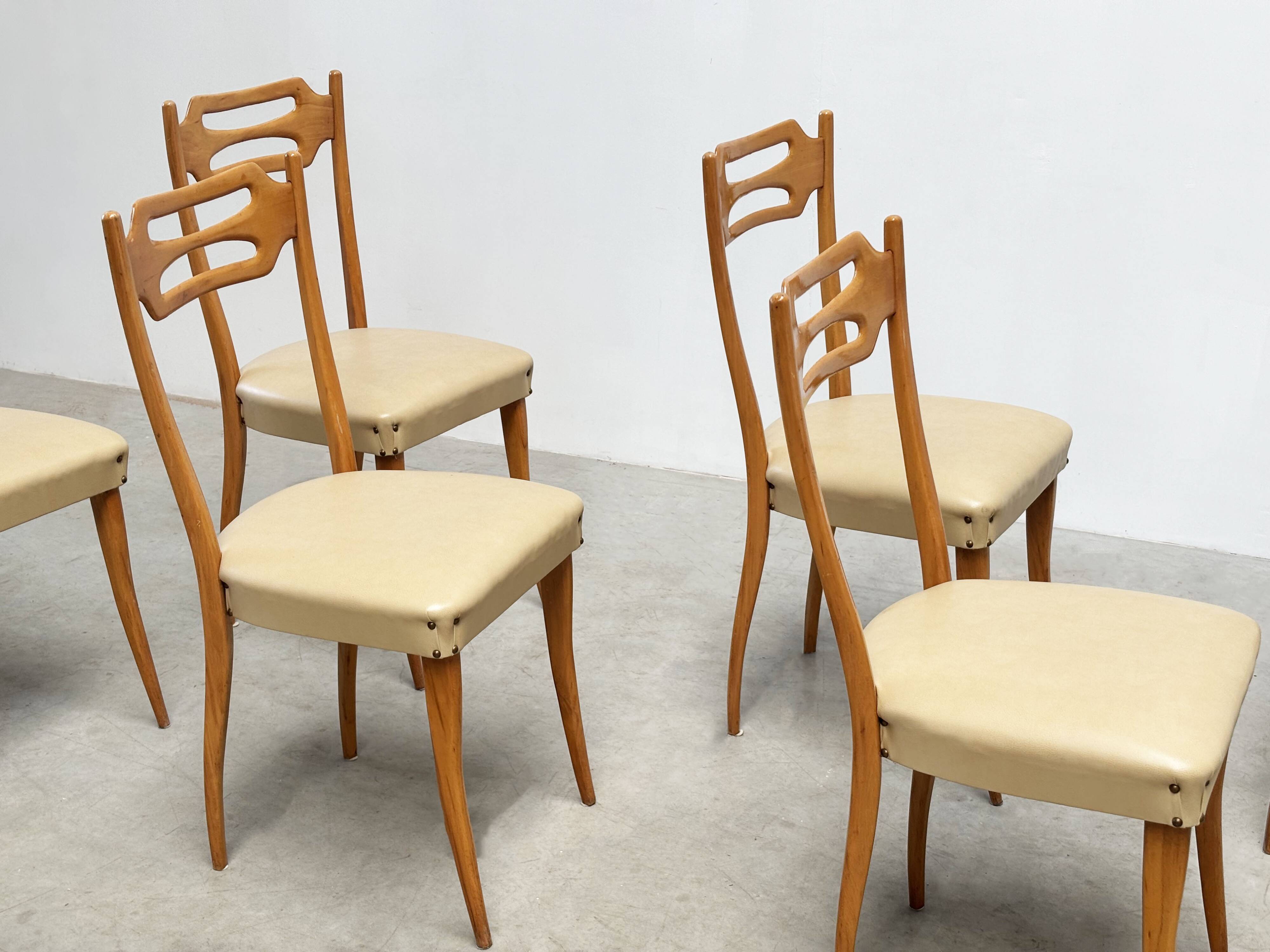 Set of six elegant Italian dining chairs