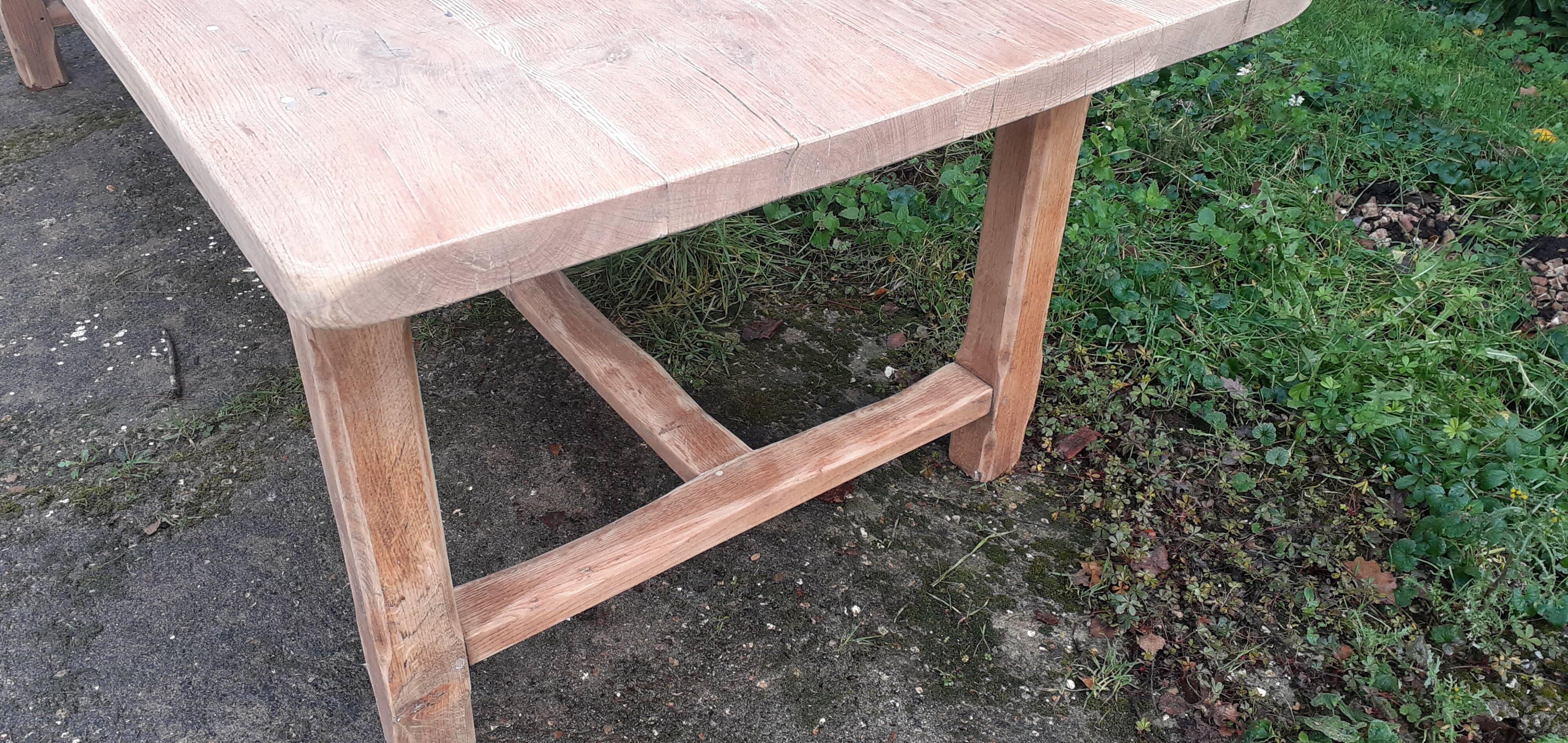 Farm table 2 drawers solid oak raw wood