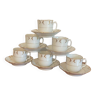 6 coffee cups and 6 saucers in Paris Porcelain known as Old Paris 19th century