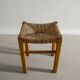 Tabouret en bois et rotin, France années 1960