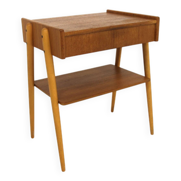 Table de chevet scandinave en teck, AB Carlströms, Suède, 1960
