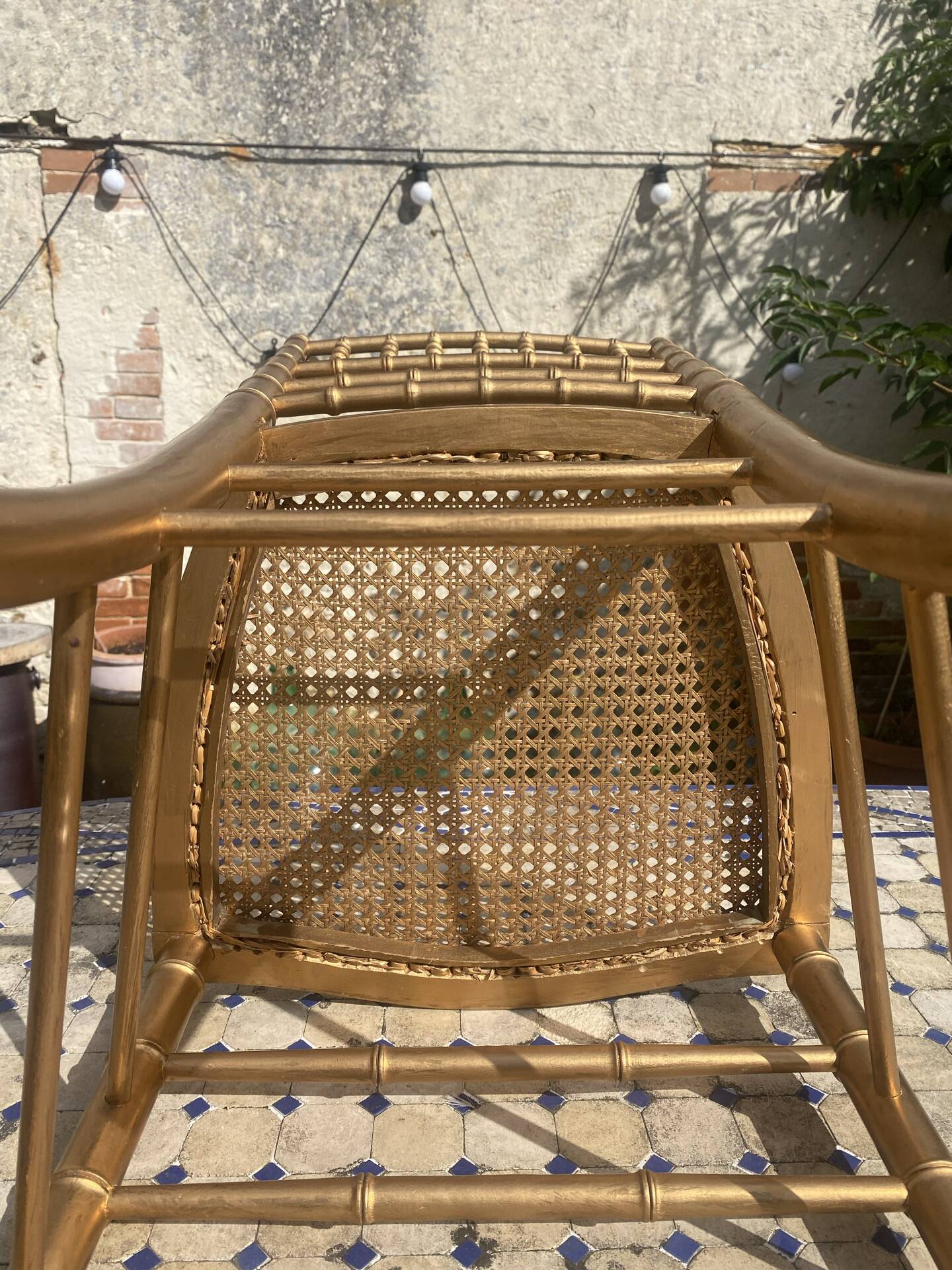 Antique golden bamboo-style chair