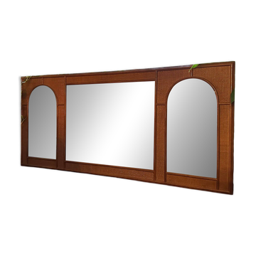 Italian coastal mirror in bamboo and rattan in the style of Vivai del Sud, 1970s.