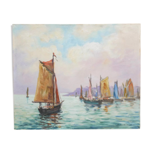 Tableau ancien peinture sur toile
