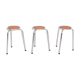 Set of 3 chrome stools with cognac leather seating, 1960's