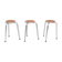Set of 3 chrome stools with cognac leather seating, 1960's