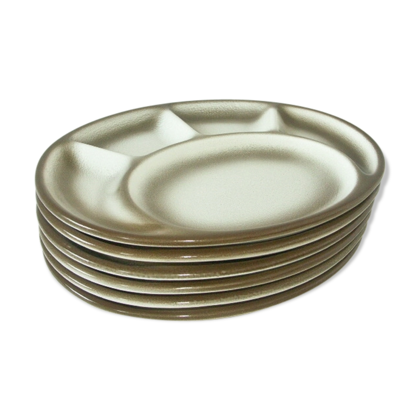 Lot 6 plates fondue Salins France 60s/70s