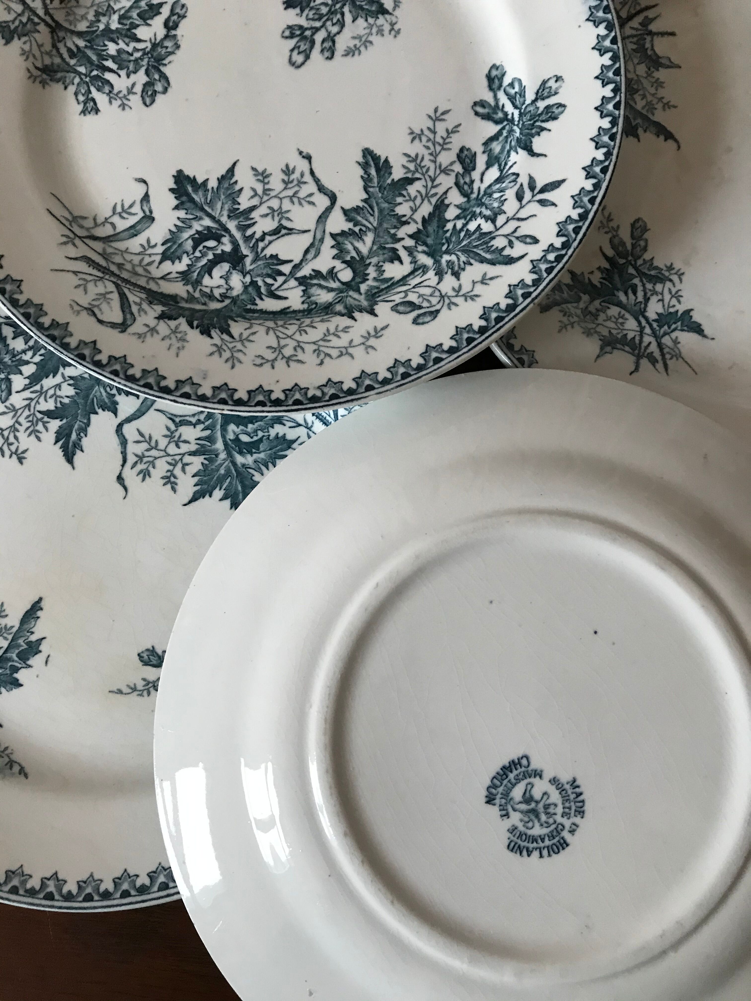 Lot 6 flat plates iron earth Thistle