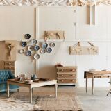 Blue velvet toad bench