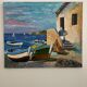 Huile sur toile - village de pecheurs