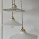 Suspension triple abat-jour vintage en opaline blanche