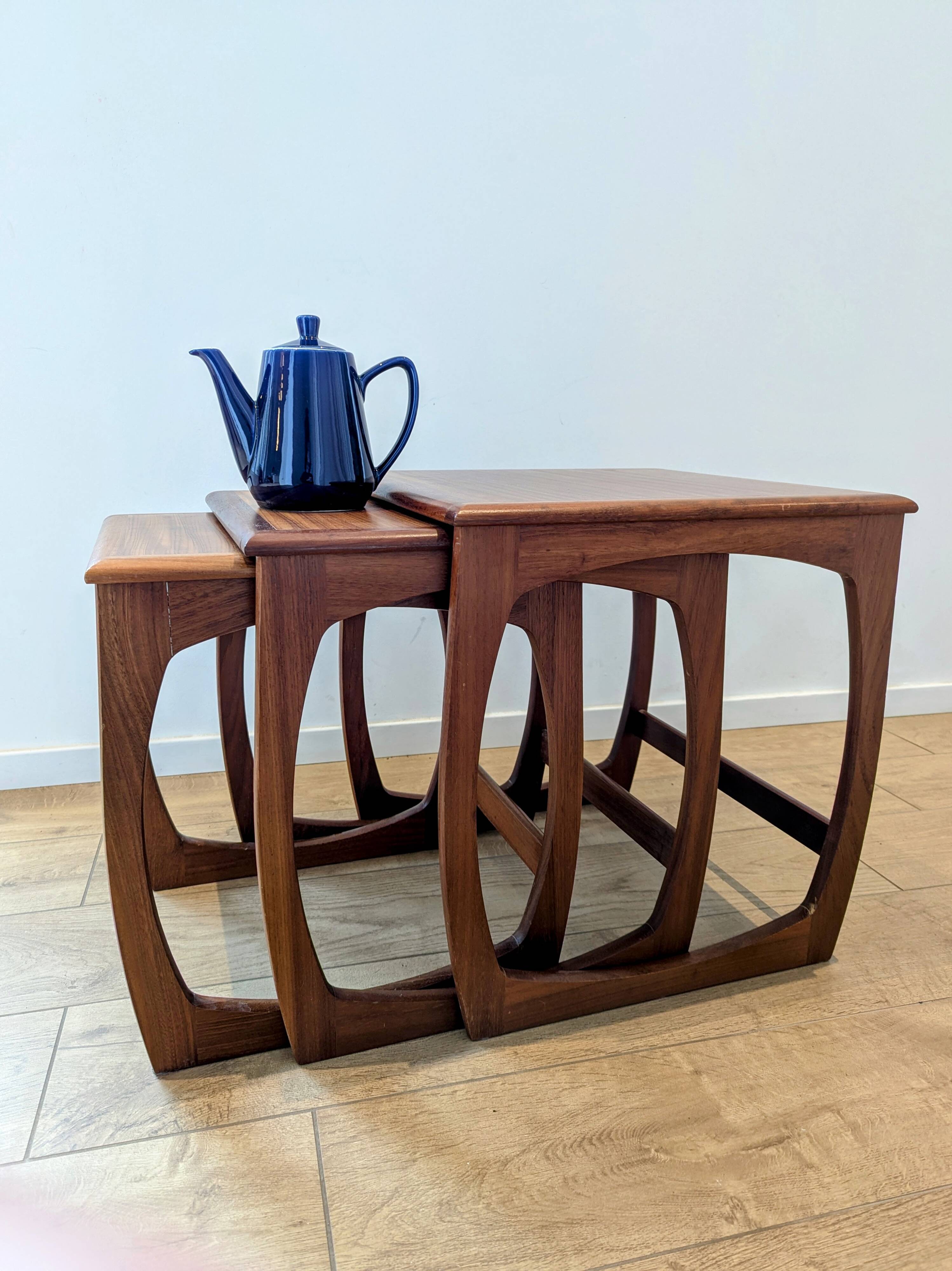 Vintage teak nesting tables Sunelm English design 1960s